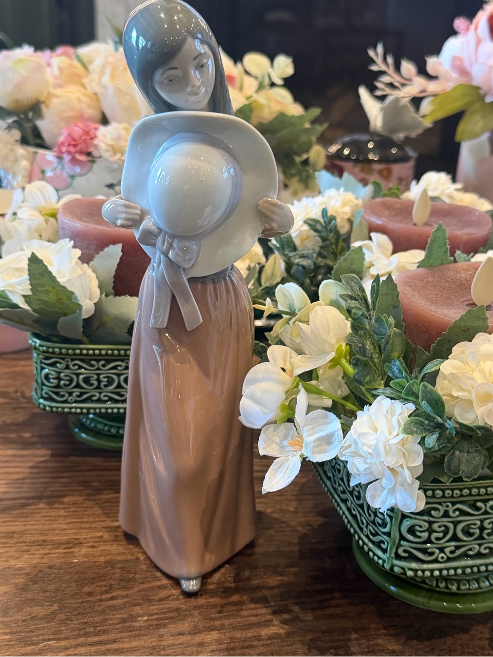 Retired Vintage Lladro Porcelain Figurine – Bashful Girl with Hat, #5007